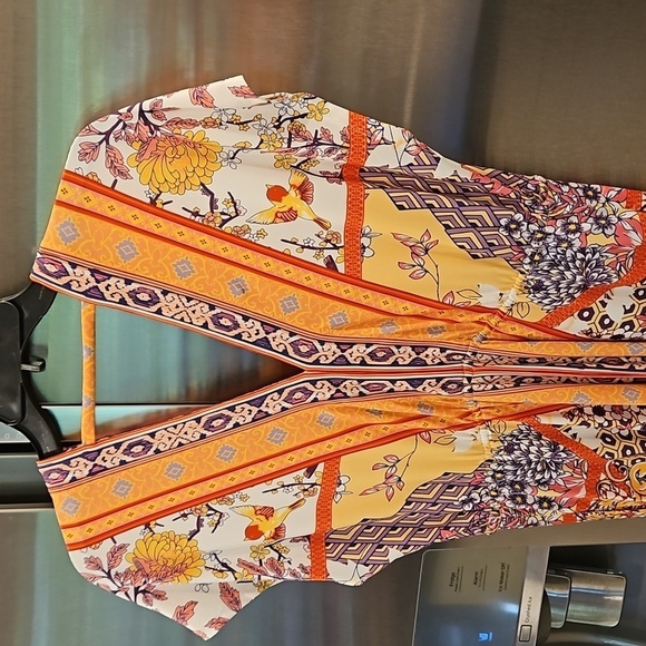 💕HALE BOB💕 Adea Jersey Maxi Dress ~ Mixed Floral and Bird Print Small - Picture 7 of 15